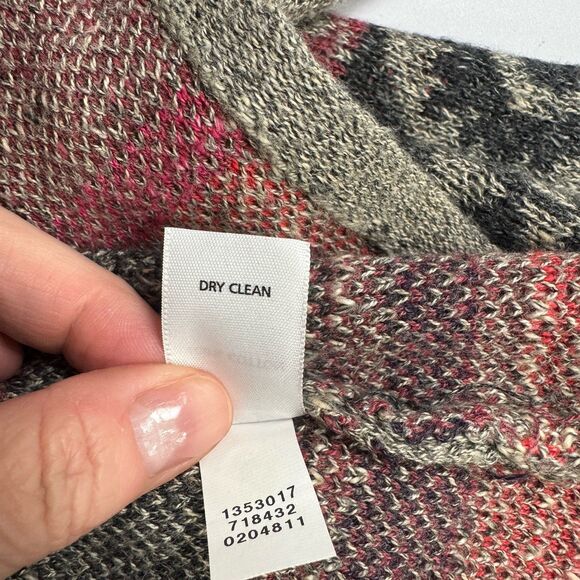 J Jill Open Front Cardigan High Low Grey Boho Aztec Cotton Knit Medium - Picture 5 of 7